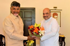 Naidu takes credit for Telangana’s growth but remains mum on alliances with BJP.